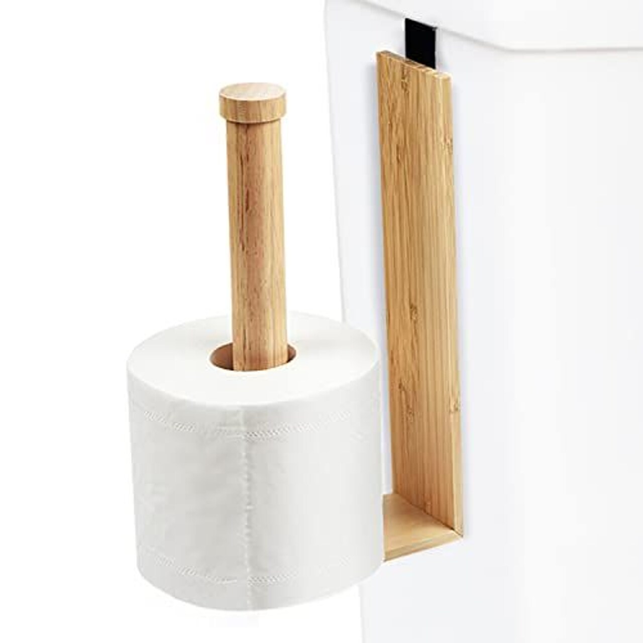 IMPRESA Bamboo Over Tank Toilet Paper Holder Holds 2 Jumbo Rolls to Increase Bathroom Storage - Bamboo Wood Over The Tank Tissue Holder Accents Any Bathroom Décor